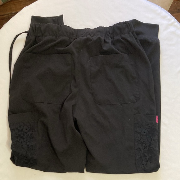 Betsy Johnson Lace Pockets Scrub bottoms. Black scrub bottoms with lace … - Picture 7 of 8